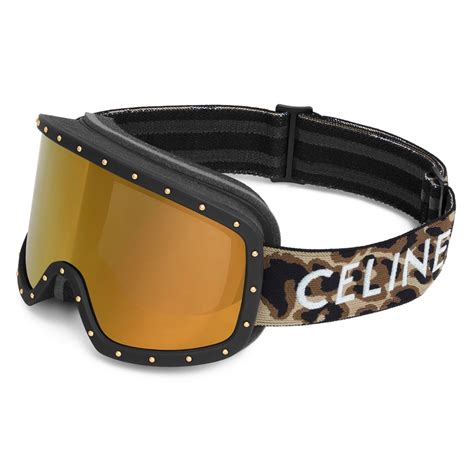 CELINE Ski Mask in Plastic with Metal Studs & Mirror Lenses.